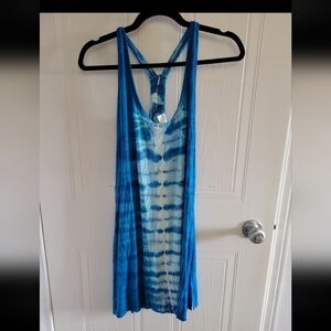 Blue Tie-Dye Sleeveless Beach Dress